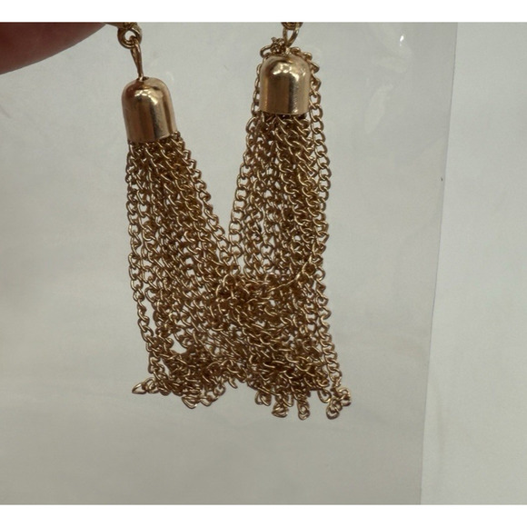 Mia collection Dangle Wire Drop Hook Earrings Gold Tone Fringe Stone Blue Green - Picture 4 of 5